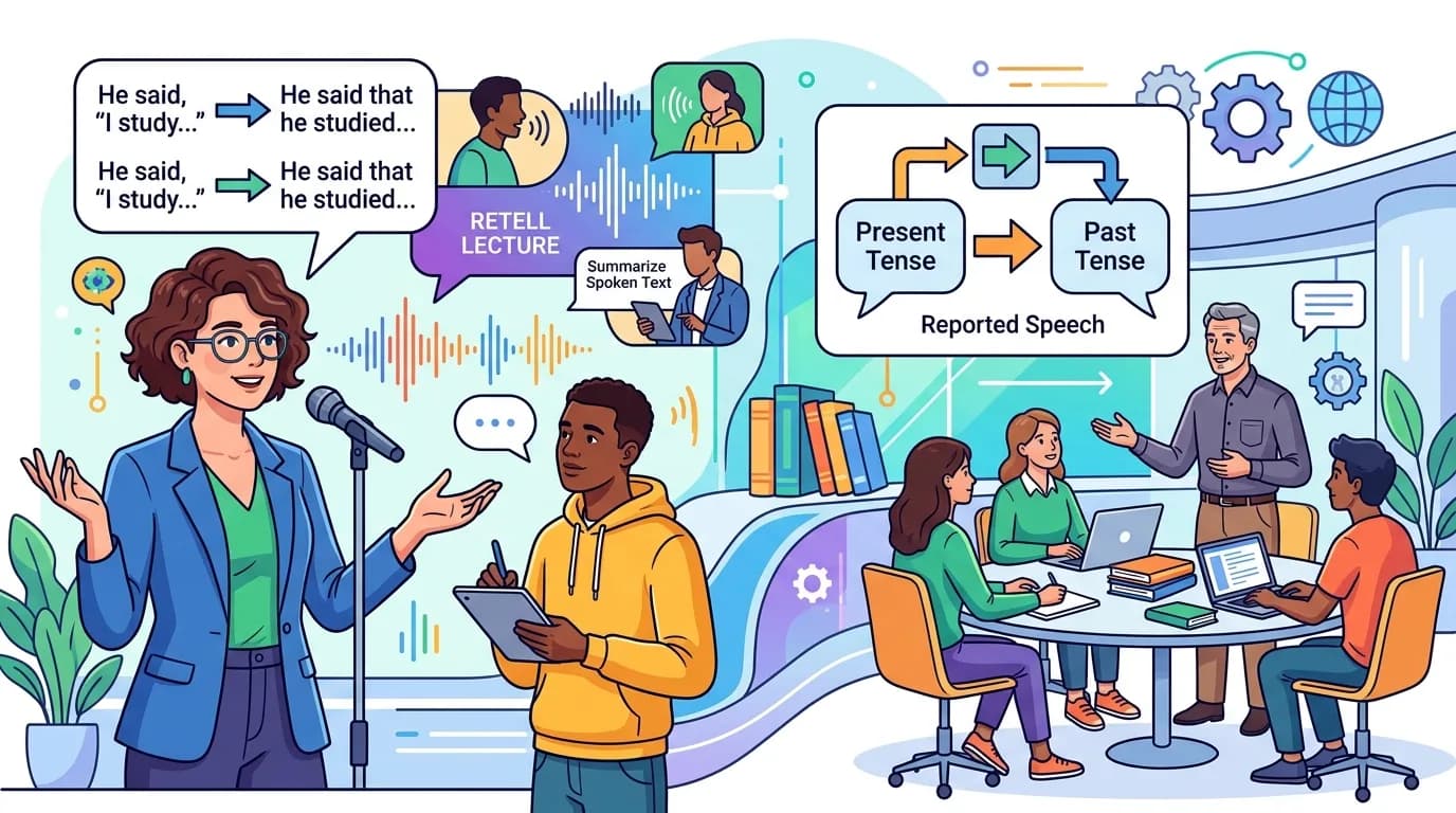 Câu tường thuật trong PTE Speaking có nhất thiết phải lùi thì?